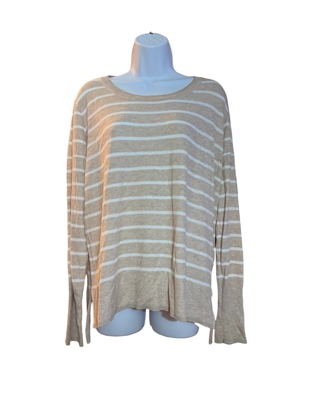 Pinque Striped Beige and White Long Sleeve Sweater